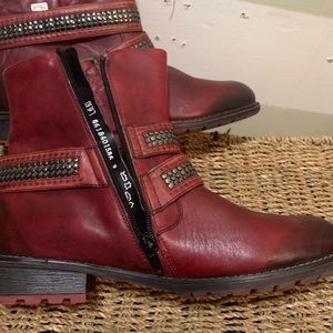 COPY - Remonte Leather Studded Red Booties Euro 39